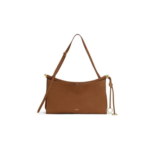 Alaia Le Click Pocket 35 Bag in Nubuck, Brown | Shoulder & Crossbody Bags | Coveti