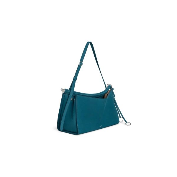 Alaia Le Click Pocket 35 Bag in Nubuck, Green Grey | Shoulder & Crossbody Bags | Coveti