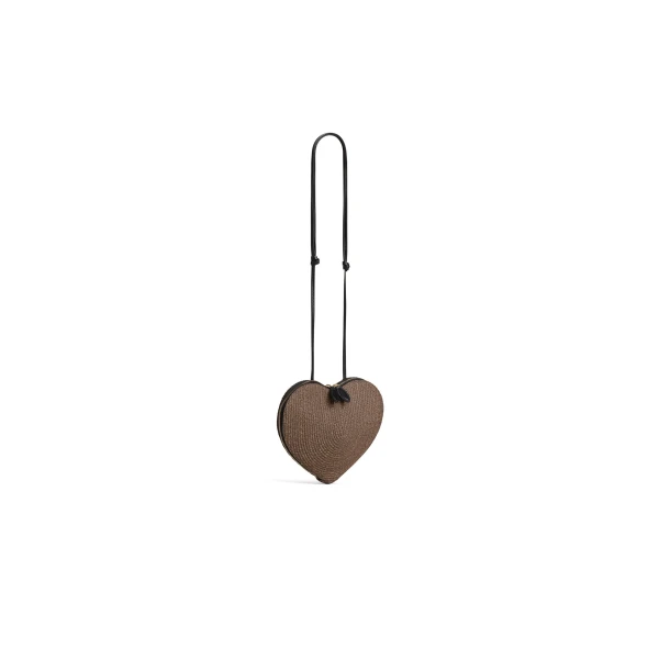 Alaia Le Coeur Bag in Paper Straw, Brown | Shoulder & Crossbody Bags | Coveti