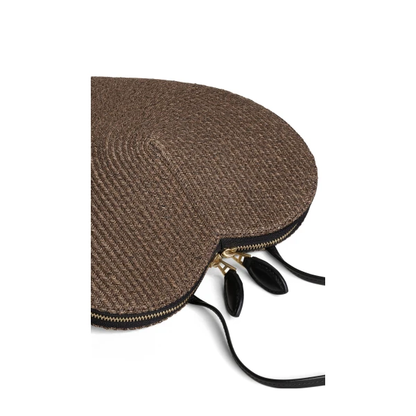 Alaia Le Coeur Bag in Paper Straw, Brown | Shoulder & Crossbody Bags | Coveti