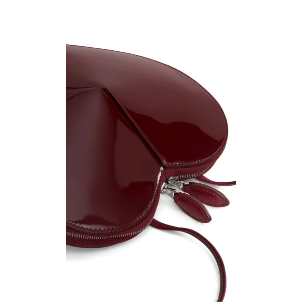 Alaia Le Coeur Bag in Patent Leather, Garnet Red | Shoulder & Crossbody Bags | Coveti
