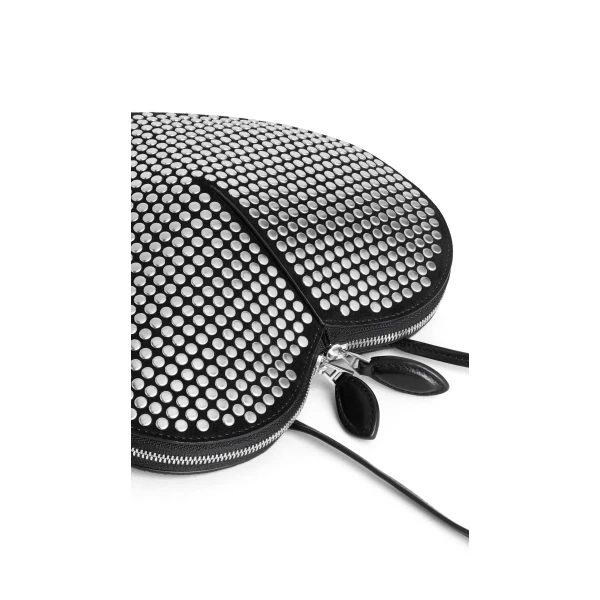 Alaia Le Coeur Bag in Suede with Studs, Black | Shoulder & Crossbody Bags | Coveti