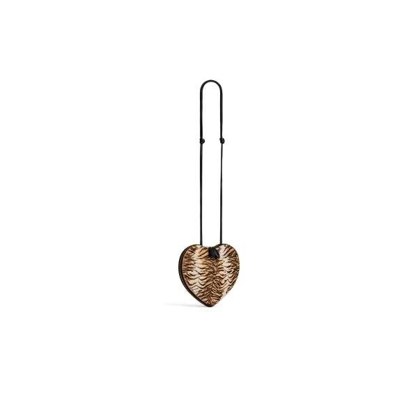 Alaia Le Coeur Bag in Tiger Haircalf, Natural | Shoulder & Crossbody Bags | Coveti