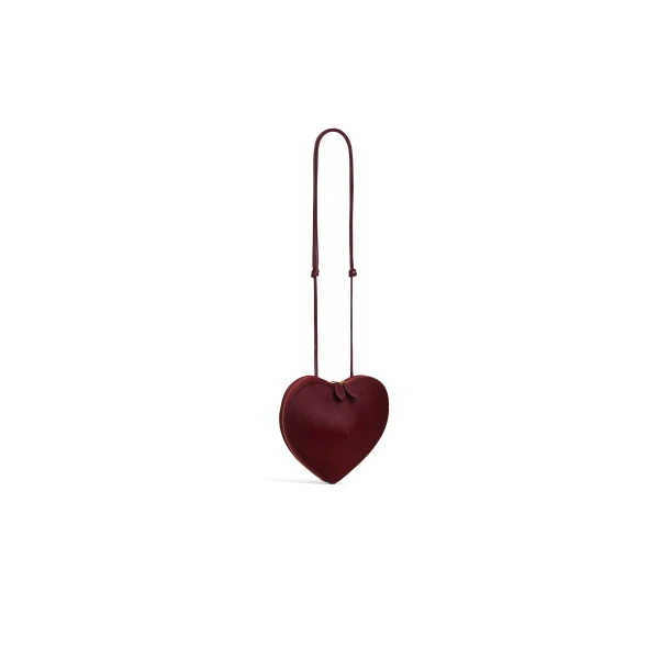 Alaia Le Coeur Bi-Material Bag in Haircalf, Cherry | Shoulder & Crossbody Bags | Coveti