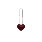 Alaia Le Coeur Bi-Material Bag in Haircalf, Cherry | Shoulder & Crossbody Bags | Coveti