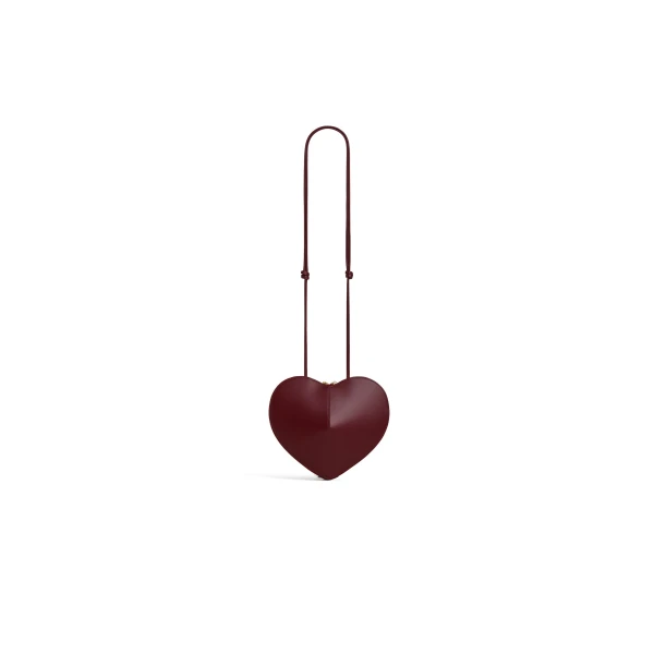 Alaia Le Coeur Bi-Material Bag in Haircalf, Cherry | Shoulder & Crossbody Bags | Coveti