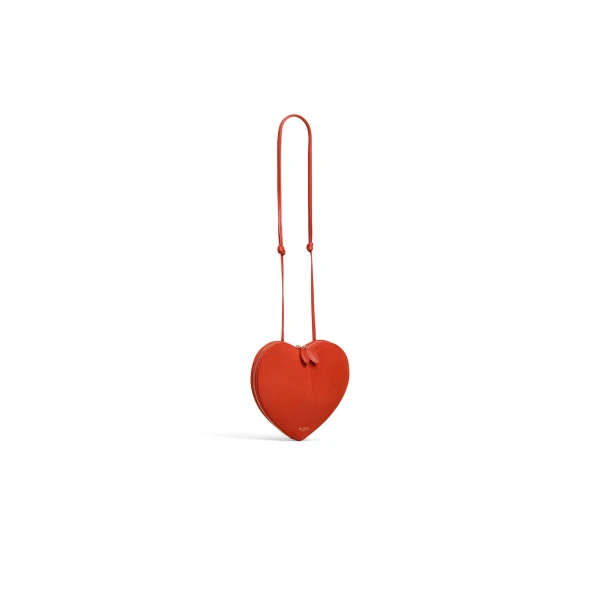 Alaia Le Coeur Bi-Material Bag in Leather, Burnt Orange | Shoulder & Crossbody Bags | Coveti