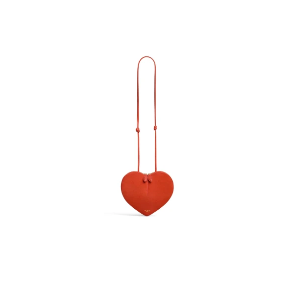 Le Coeur Bi-Material Bag in Leather, Burnt Orange