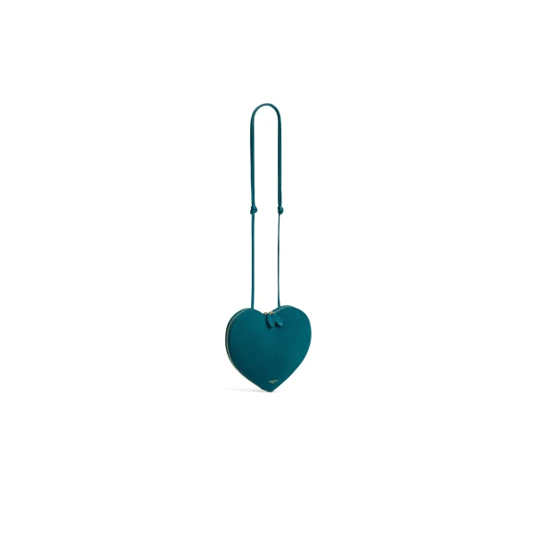 Alaia Le Coeur Bi-Material Bag in Leather, China Blue | Shoulder & Crossbody Bags | Coveti