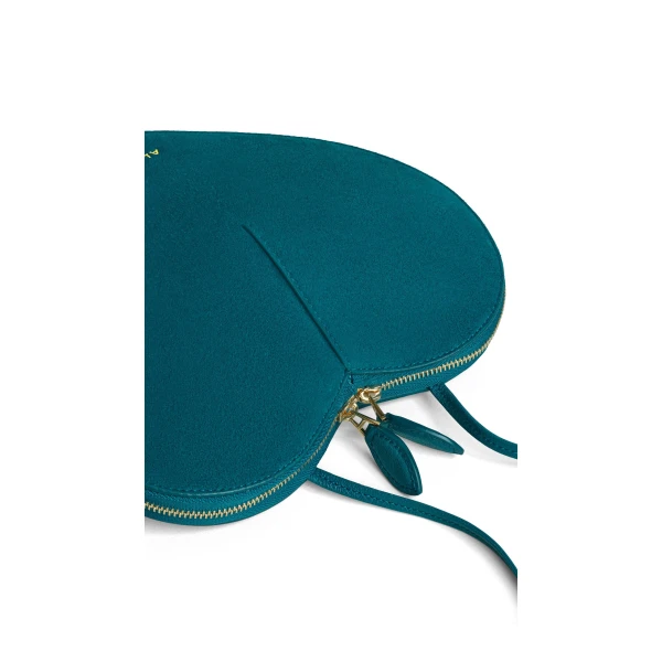 Alaia Le Coeur Bi-Material Bag in Leather, China Blue | Shoulder & Crossbody Bags | Coveti