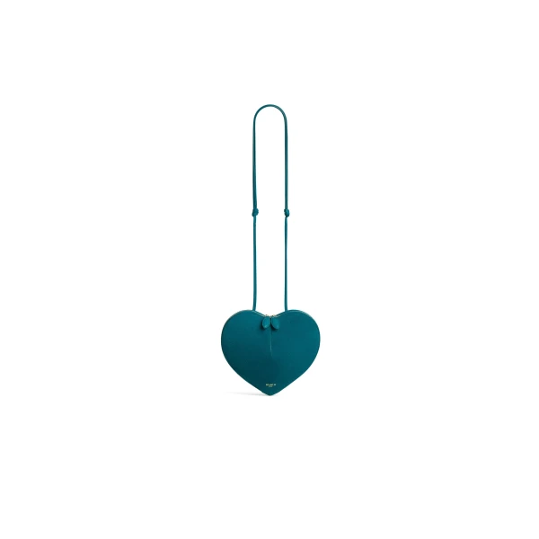 Alaia Le Coeur Bi-Material Bag in Leather, China Blue | Shoulder & Crossbody Bags | Coveti