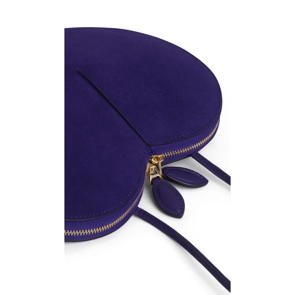Alaia Le Coeur Bi-Material Bag in Leather, Iris | Shoulder & Crossbody Bags | Coveti