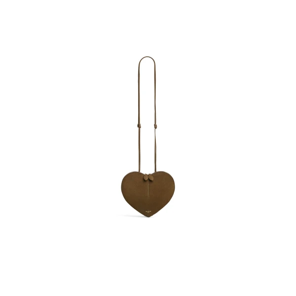 Le Coeur Bi-Material Bag in Leather, Khaki