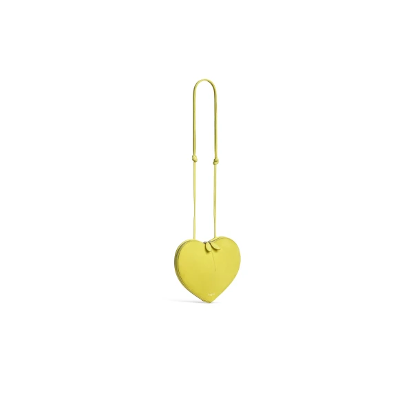 Alaia Le Coeur Bi-Material Bag in Leather, Lemon Yellow | Shoulder & Crossbody Bags | Coveti