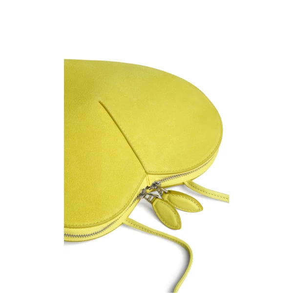 Alaia Le Coeur Bi-Material Bag in Leather, Lemon Yellow | Shoulder & Crossbody Bags | Coveti