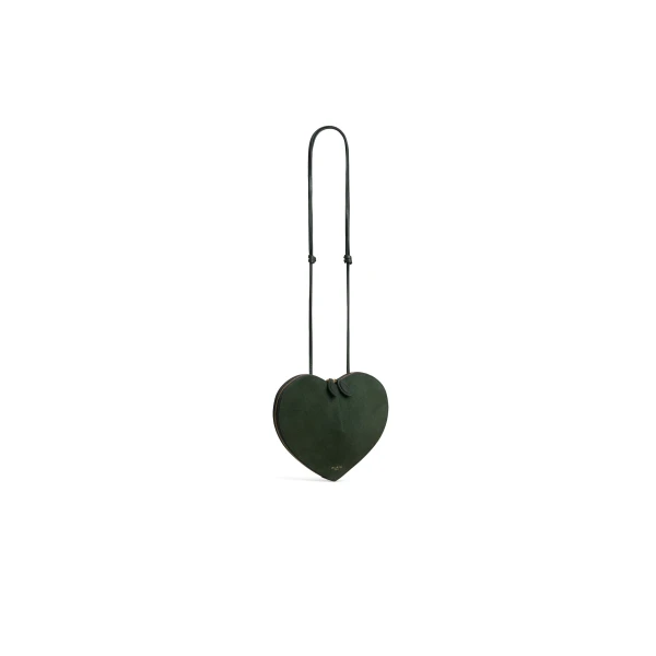 Alaia Le Coeur Bi-Material Bag in Leather, Lichen | Shoulder & Crossbody Bags | Coveti
