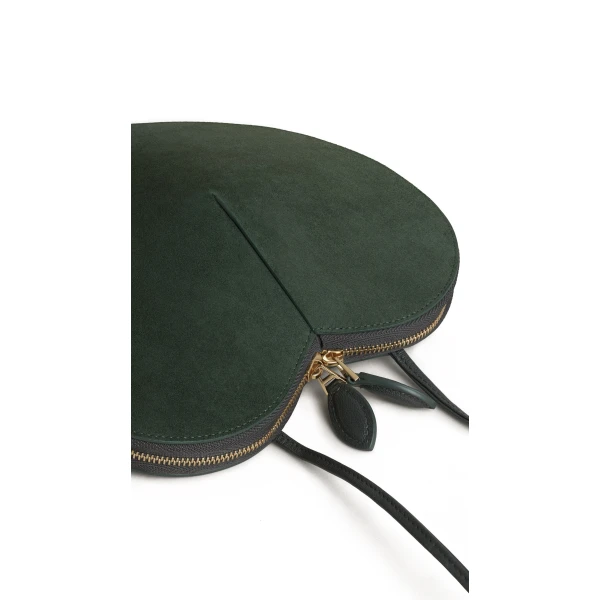 Alaia Le Coeur Bi-Material Bag in Leather, Lichen | Shoulder & Crossbody Bags | Coveti