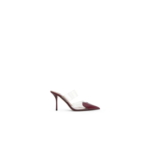 Alaia Le Coeur Mules in Patent Leather, Garnet Red | Mules | Coveti