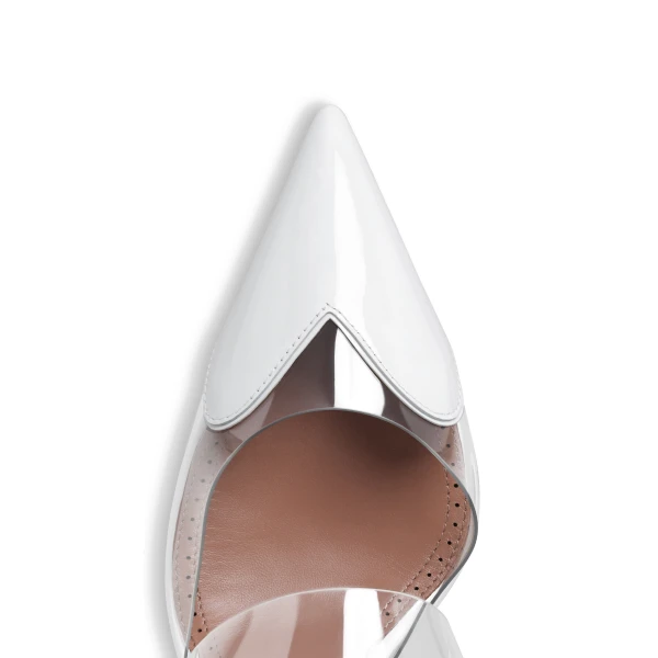 Alaia Le Coeur Mules in Patent Leather, Optical White | Mules | Coveti