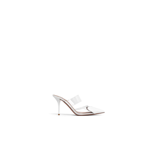 Alaia Le Coeur Mules in Patent Leather, Optical White | Mules | Coveti