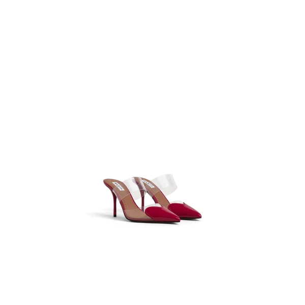 Alaia Le Coeur Mules in Patent Leather, Raspberry | Mules | Coveti