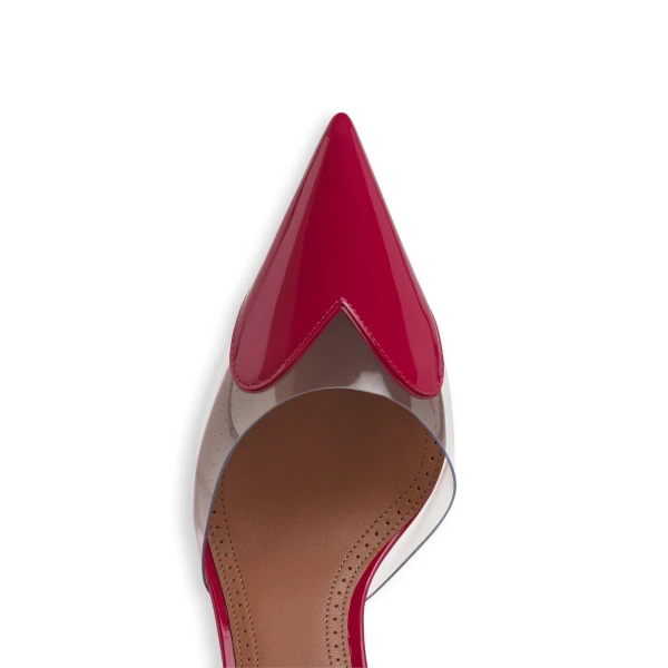 Alaia Le Coeur Mules in Patent Leather, Raspberry | Mules | Coveti