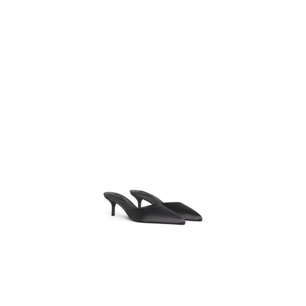 Alaia Le Coeur Mules in Satin, Anthracite and Dark Grey | Mules | Coveti