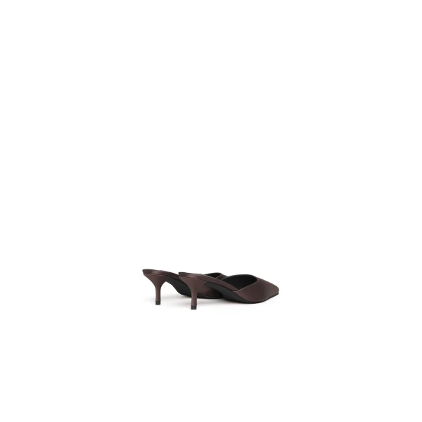 Alaia Le Coeur Mules in Satin, Dark Brown | Mules | Coveti