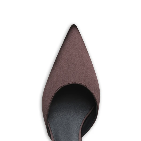 Alaia Le Coeur Mules in Satin, Dark Brown | Mules | Coveti