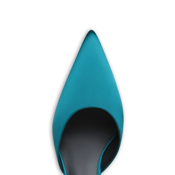 Alaia Le Coeur Mules in Satin, Emerald | Mules | Coveti