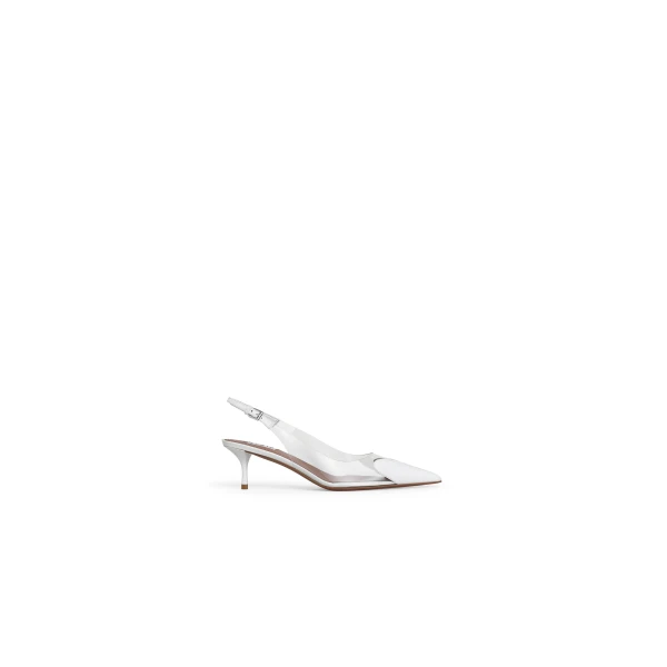 Alaia Le Coeur Slingbacks 55 in Patent Leather, Optical White | Heels | Coveti