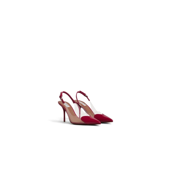 Alaia Le Coeur Slingbacks 90 in Patent Leather, Raspberry | Heels | Coveti
