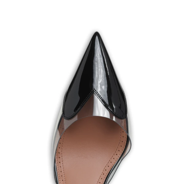 Alaia Le Coeur Wedge Mules in Patent Leather, Black, 60 mm | Mules | Coveti