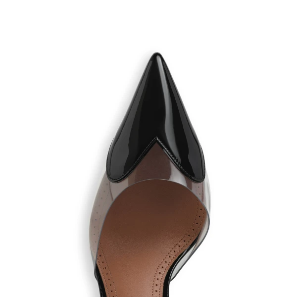 Alaia Le Coeur Wedge Mules in Patent Leather, Black, 90 mm | Mules | Coveti