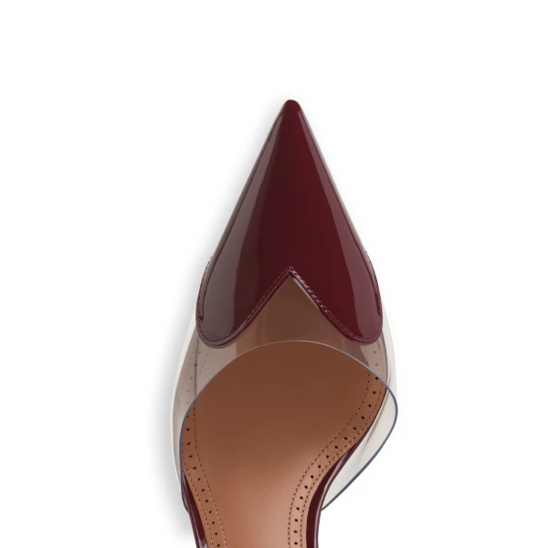 Alaia Le Coeur Wedge Mules in Patent Leather, Garnet Red | Mules | Coveti