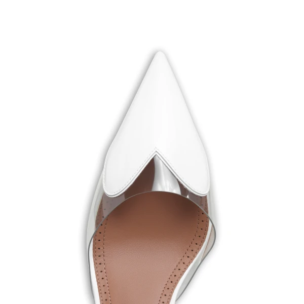 Alaia Le Coeur Wedge Mules in Patent Leather, Optical White, 60 mm | Mules | Coveti