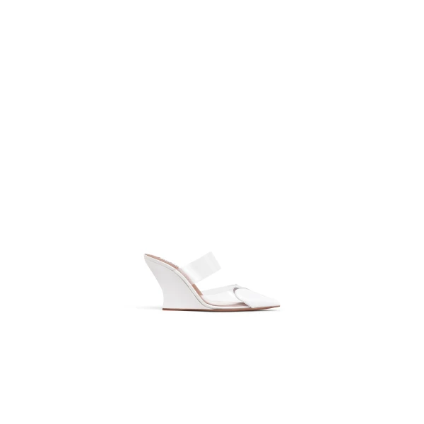 Le Coeur Wedge Mules in Patent Leather, Optical White, 90 mm