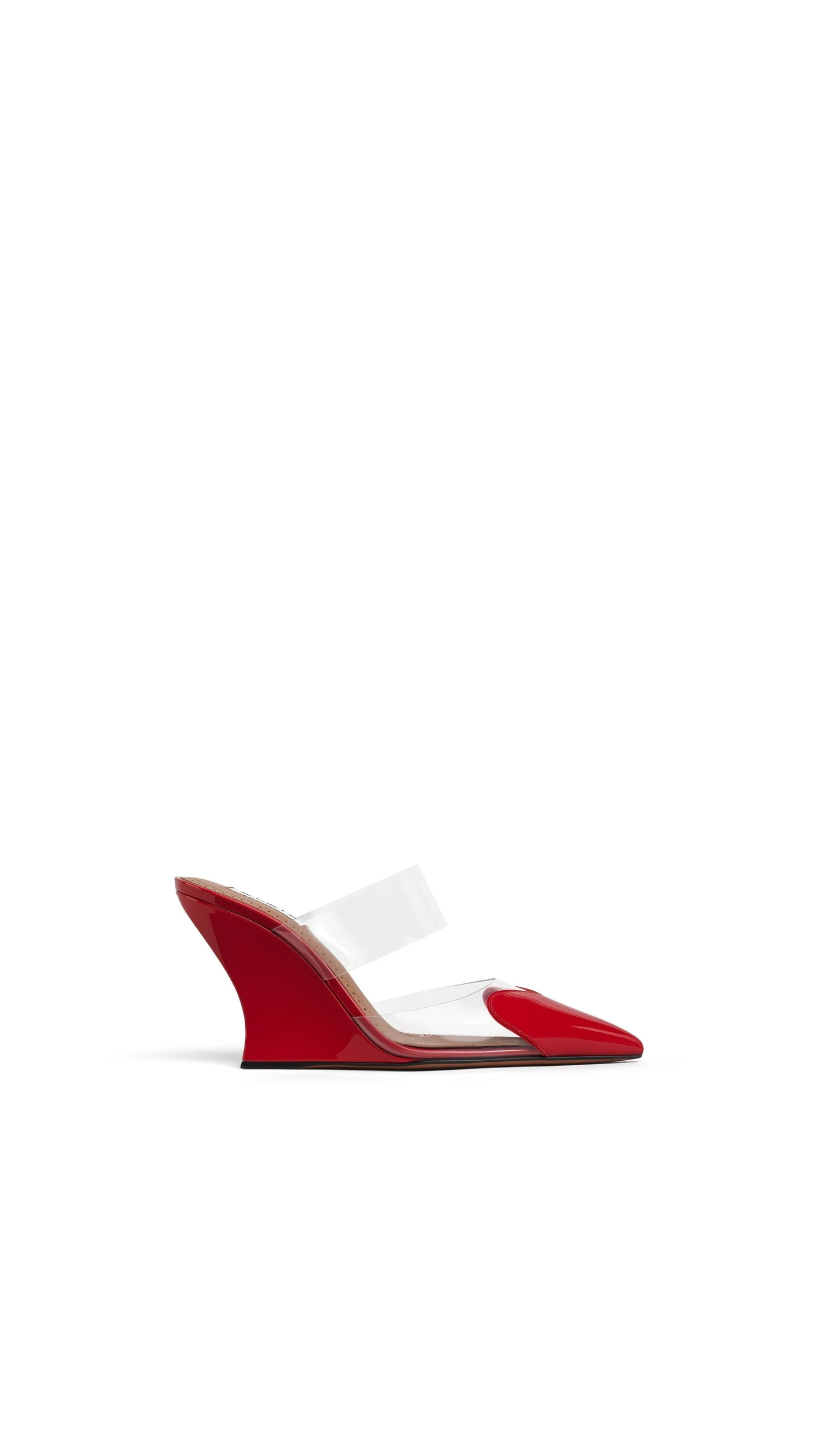 Alaia Le Coeur Wedge Mules in Patent Leather, Red Alaia Le Coeur Wedge Mules in Patent Leather, Red | Mules | Coveti