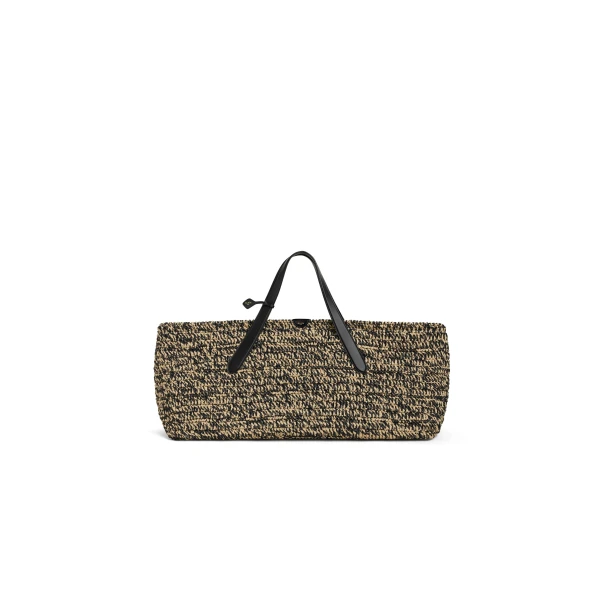 Le Panier East West Large Bag in Raffia, Natural and Black