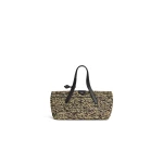 Alaia Le Panier East West Medium Bag in Raffia, Natural and Black | Totes & Top-Handle Bags | Coveti