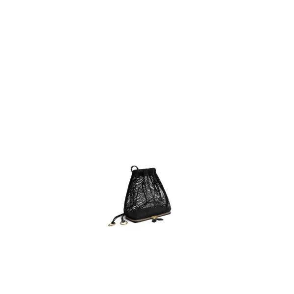 Alaia Le Pochon Bag in Fishnet, Black | Shoulder & Crossbody Bags | Coveti