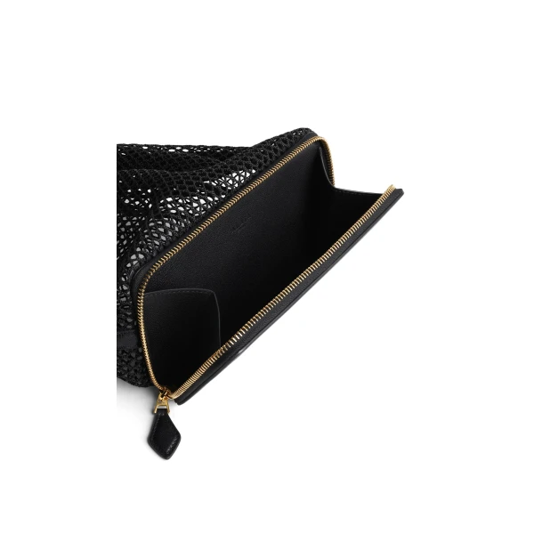 Alaia Le Pochon Bag in Fishnet, Black | Shoulder & Crossbody Bags | Coveti