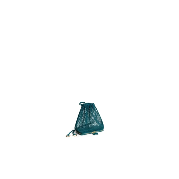 Alaia Le Pochon Bag in Fishnet, China Blue | Shoulder & Crossbody Bags | Coveti