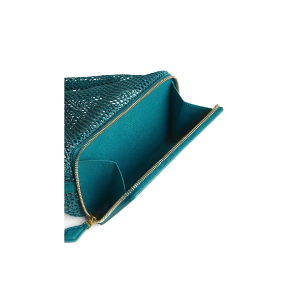 Alaia Le Pochon Bag in Fishnet, China Blue | Shoulder & Crossbody Bags | Coveti