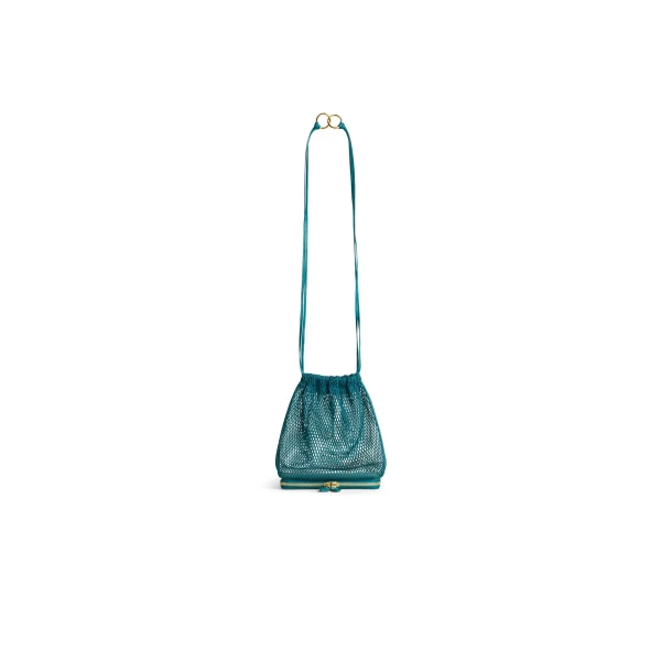 Le Pochon Bag in Fishnet, China Blue