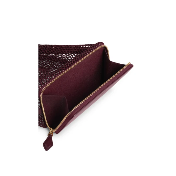 Alaia Le Pochon Bag in Fishnet, Garnet Red | Shoulder & Crossbody Bags | Coveti