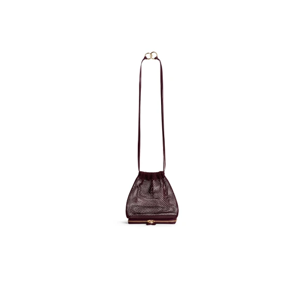 Le Pochon Bag in Fishnet, Garnet Red
