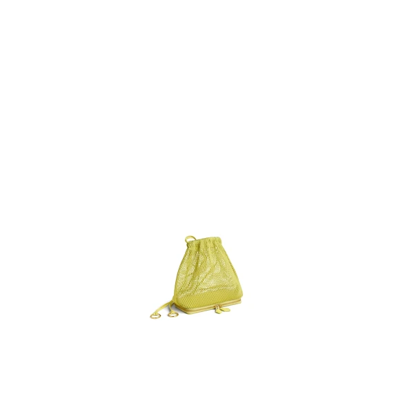 Alaia Le Pochon Bag in Fishnet, Lemon Yellow | Shoulder & Crossbody Bags | Coveti
