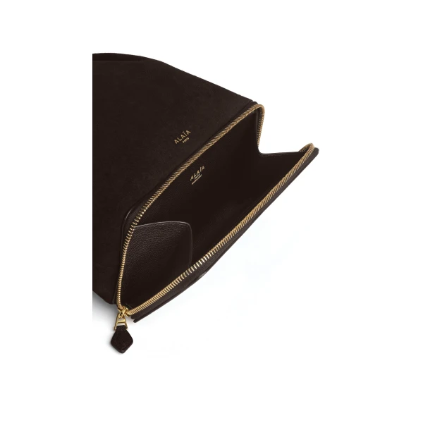 Alaia Le Pochon Bag in Suede, Dark Brown | Shoulder & Crossbody Bags | Coveti