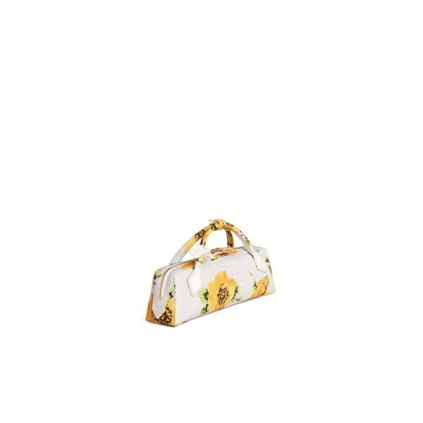 Alaia Le Teckel Clutch in Flower Print, White and Yellow | Clutch Bags | Coveti